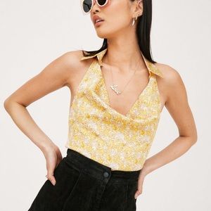 Nasty Gal Floral Halter Crop Top size 0